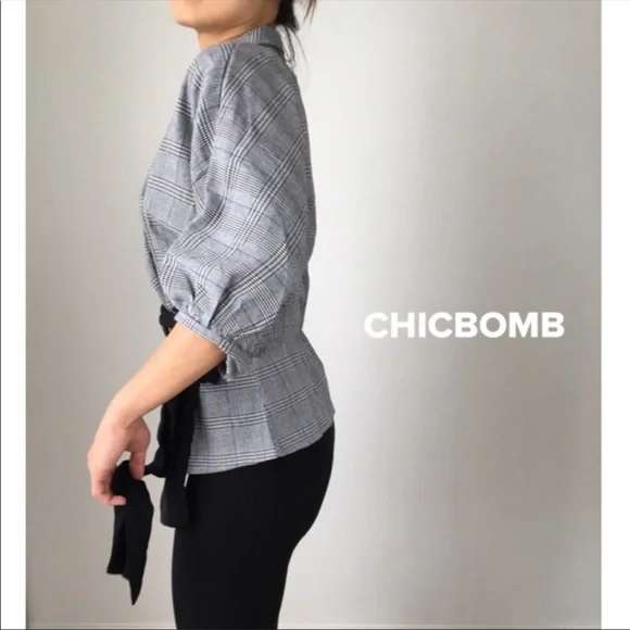 PLAID SLIM BLAZER TOP - Picture 10 of 12